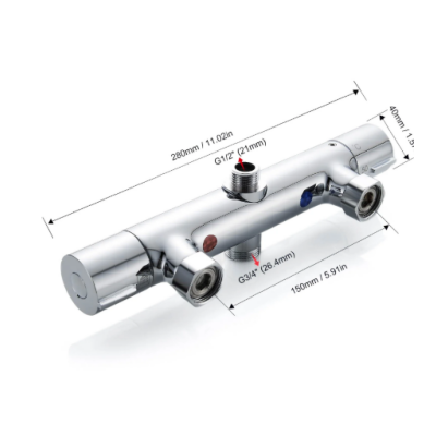 Robinet mitigeur thermostatique de douche chromé à 2 sorties – édition Premium