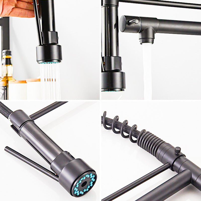 AquaLux Robinet mitigeur cuisine avec douchette flexible et bec noir