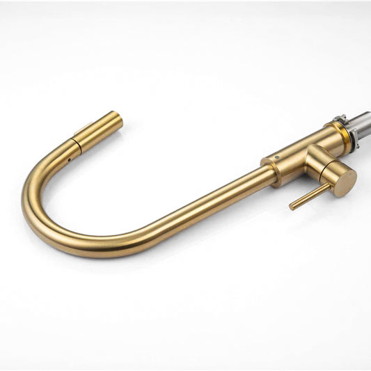 NovaLux Robinet mitigeur cuisine avec douchette extractible et col de cygne doré