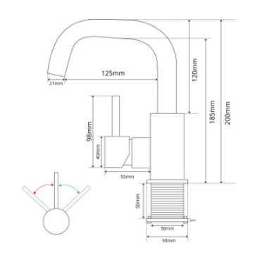 Mitigeur Lavabo Acier Premium