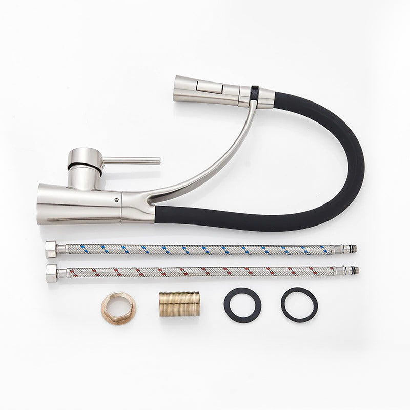 ChefLine Robinet Mitigeur Cuisine avec Douchette Flexible – Col de Cygne en Acier