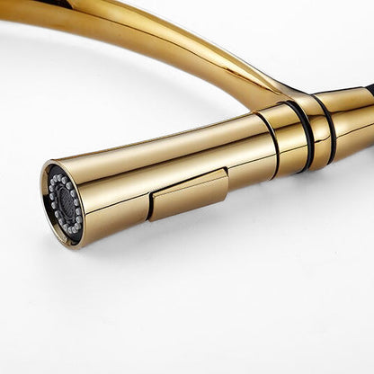 Robinet Mitigeur Cuisine avec Douchette Flexible – Col de Cygne Doré, Édition Luxe