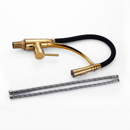 Robinet Mitigeur Cuisine avec Douchette Flexible – Col de Cygne Doré, Édition Luxe