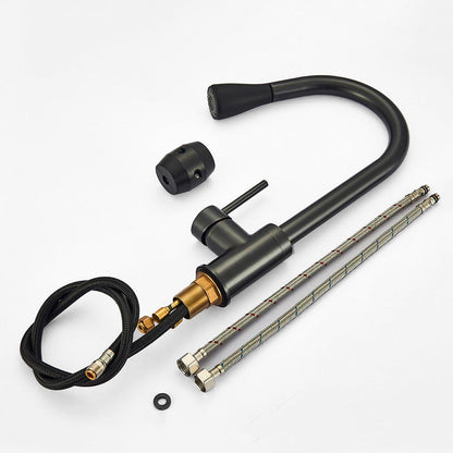 Robinet mitigeur de cuisine noir avec douchette et col de cygne – édition premium