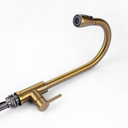 Robinet Mitigeur Cuisine Elite avec Douchette – Col de Cygne Doré