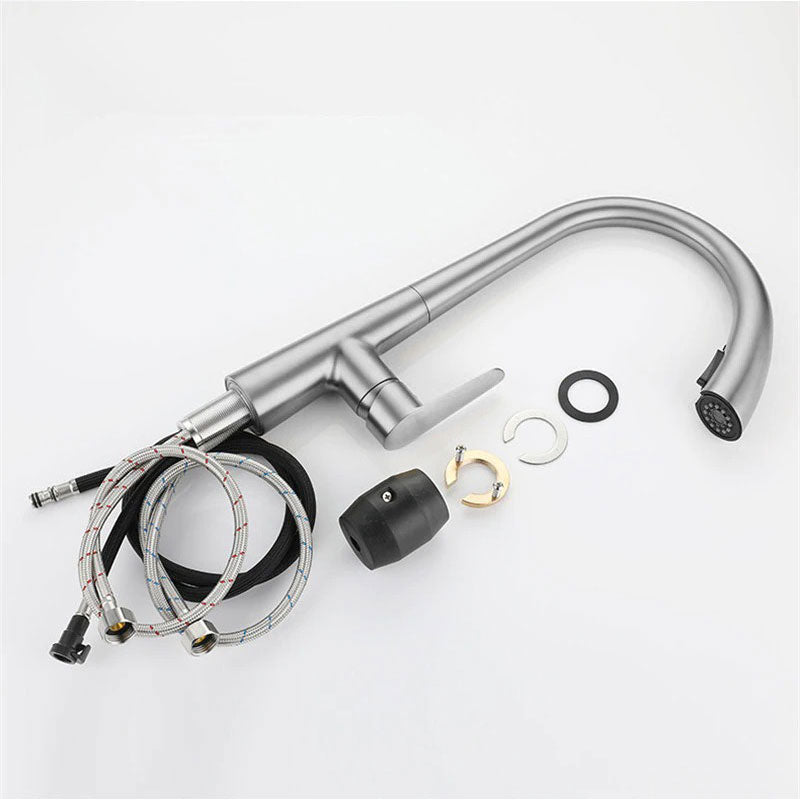 Robinet Mitigeur Cuisine – Col de Cygne Brossé avec Douchette