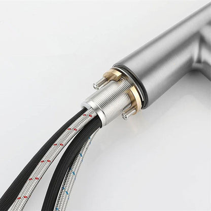 Robinet Mitigeur Cuisine – Col de Cygne Brossé avec Douchette