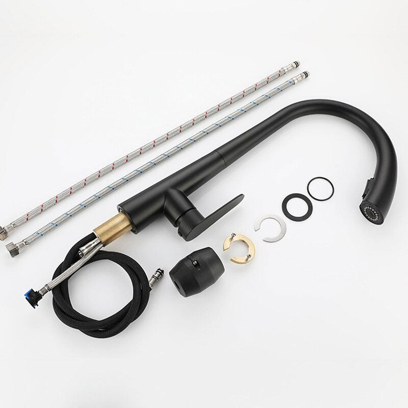 Robinet mitigeur de cuisine noir avec douchette et col de cygne – édition Signature