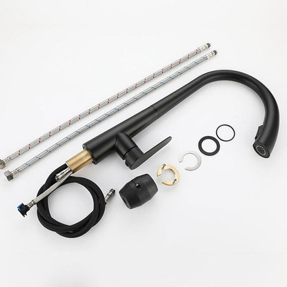 Robinet mitigeur de cuisine noir avec douchette et col de cygne – édition Signature