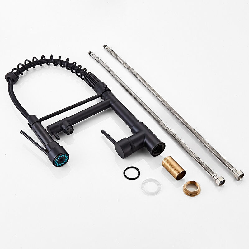 AquaLux Robinet mitigeur cuisine avec douchette flexible et bec noir