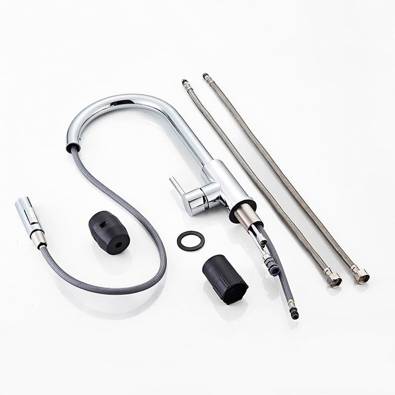 AquaFlow Pro - Mitigeur cuisine chromé avec douchette extractible et col de cygne