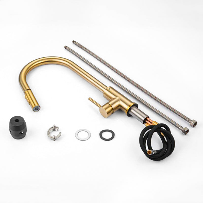 NovaLux Robinet mitigeur cuisine avec douchette extractible et col de cygne doré