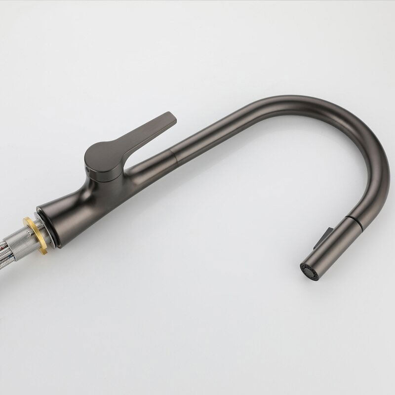 Robinet mitigeur cuisine premium avec douchette extractible et col de cygne – Anthracite