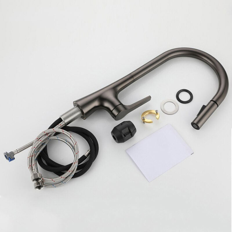 Robinet mitigeur cuisine premium avec douchette extractible et col de cygne – Anthracite