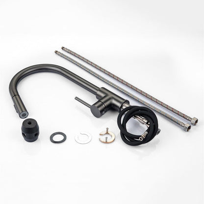 Robinet mitigeur de cuisine noir avec douchette extractible et col de cygne – édition premium