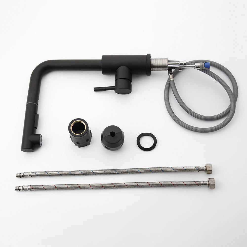 Robinet mitigeur de cuisine noir avec douchette extractible – édition premium