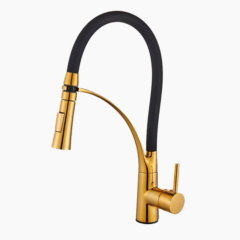 robinet-mitigeur-cuisine-avec-douchette-flexible-col-de-cygne-dore