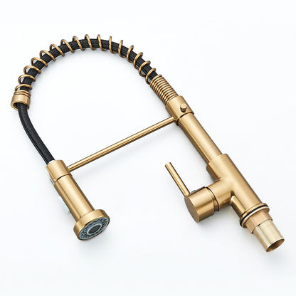 Robinet mitigeur cuisine doré avec douchette flexible – édition premium