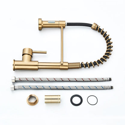 Robinet mitigeur cuisine doré avec douchette flexible – édition premium