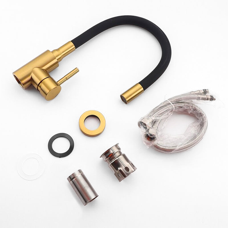 Robinet mitigeur de cuisine col de cygne flexible doré — Édition Premium