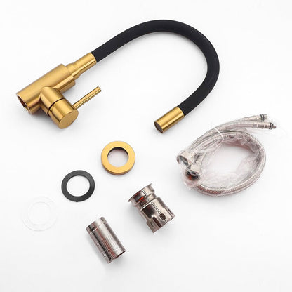 Robinet mitigeur de cuisine col de cygne flexible doré — Édition Premium
