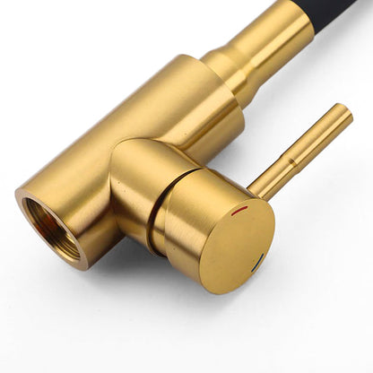 Robinet mitigeur de cuisine col de cygne flexible doré — Édition Premium