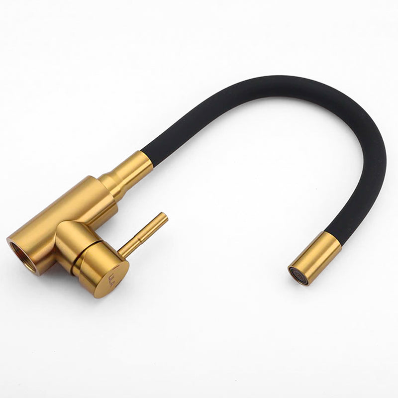 Robinet mitigeur de cuisine col de cygne flexible doré — Édition Premium