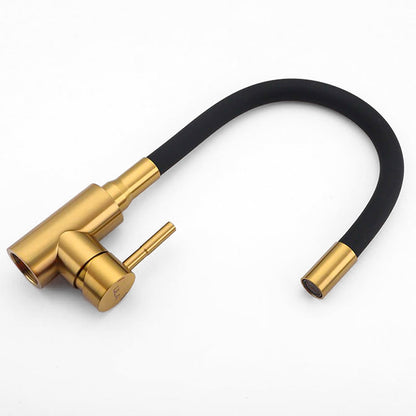 Robinet mitigeur de cuisine col de cygne flexible doré — Édition Premium