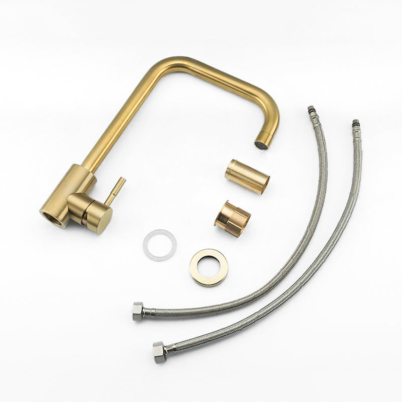 Robinet Mitigeur Cuisine Col de Cygne Rectangulaire Doré – Édition Pro