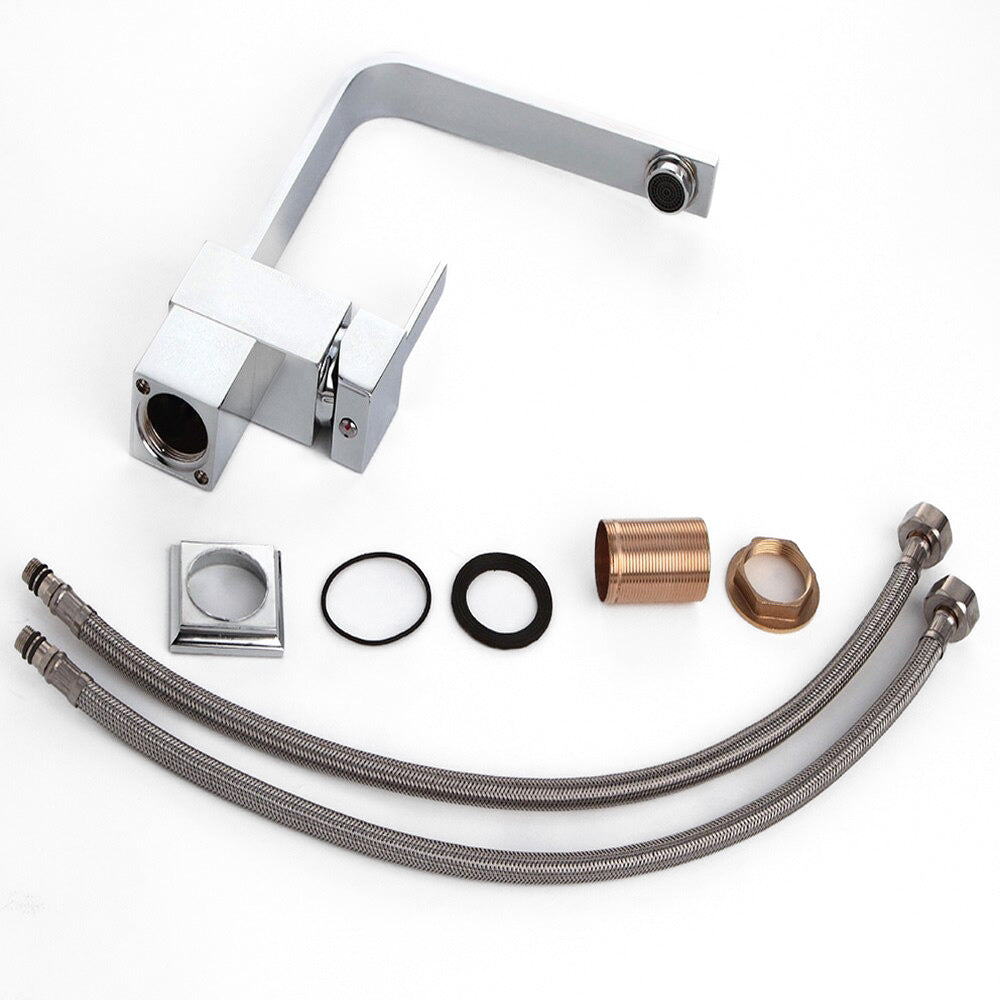 Robinet mitigeur cuisine géométrique chromé — Premium