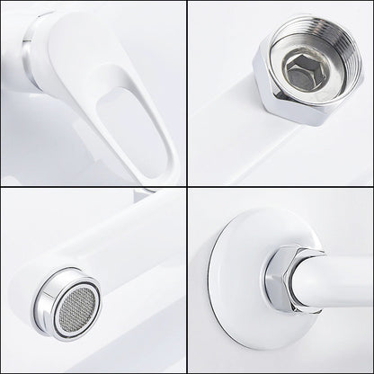 BlancLine Robinet mitigeur mural de cuisine à bec blanc