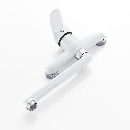 BlancLine Robinet mitigeur mural de cuisine à bec blanc