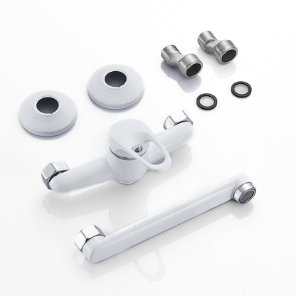 BlancLine Robinet mitigeur mural de cuisine à bec blanc