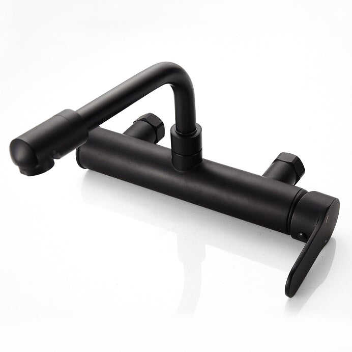 Robinet mitigeur mural cuisine rotatif noir — édition premium