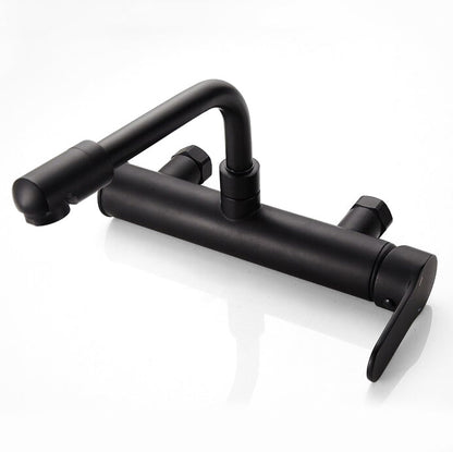 Robinet mitigeur mural cuisine rotatif noir — édition premium