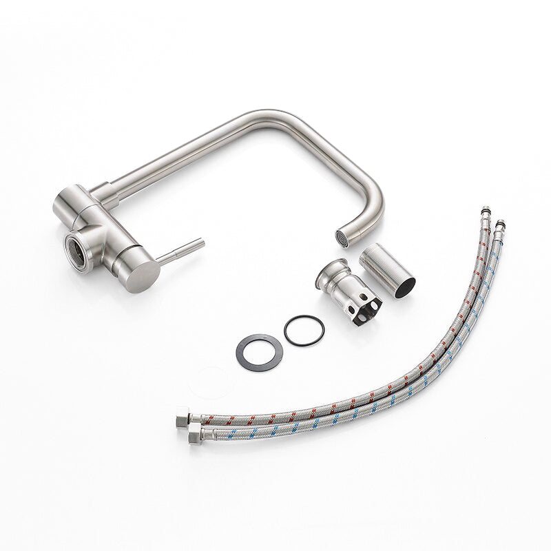 Robinet mitigeur cuisine rabattable en acier – col de cygne, design premium