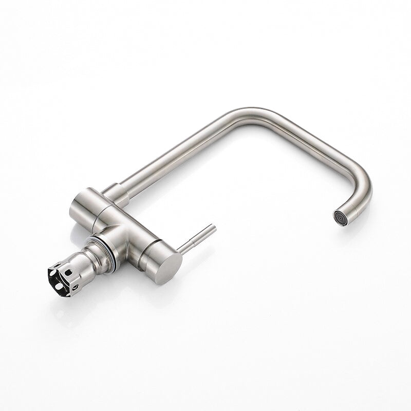 Robinet mitigeur cuisine rabattable en acier – col de cygne, design premium