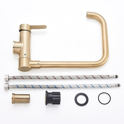 Robinet Mitigeur Cuisine Rabattable Doré - Col de Cygne Premium