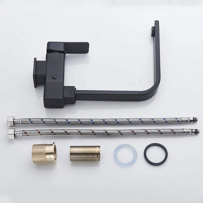 NovaLine Robinet Mitigeur Cuisine Rabattable Noir Col de Cygne Plat