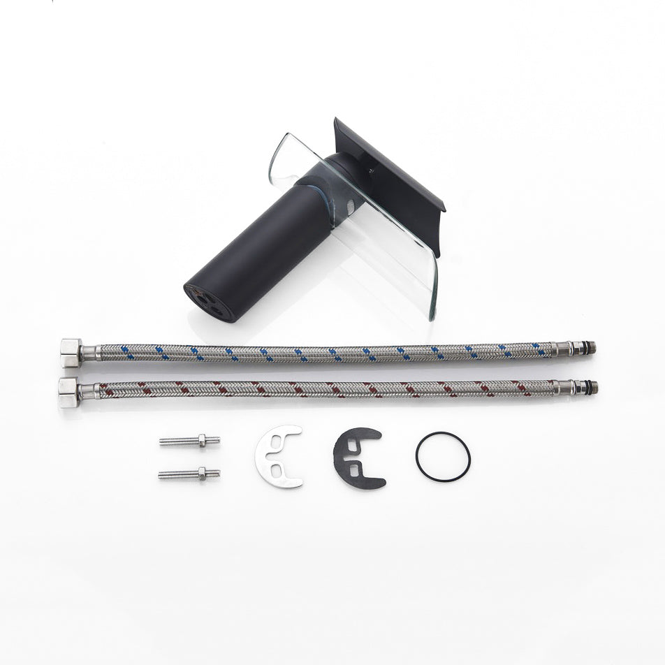 Robinet mitigeur lavabo cascade noir – Édition Signature