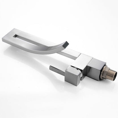 LuxeLine Robinet Mitigeur Lavabo en Acier Brossé