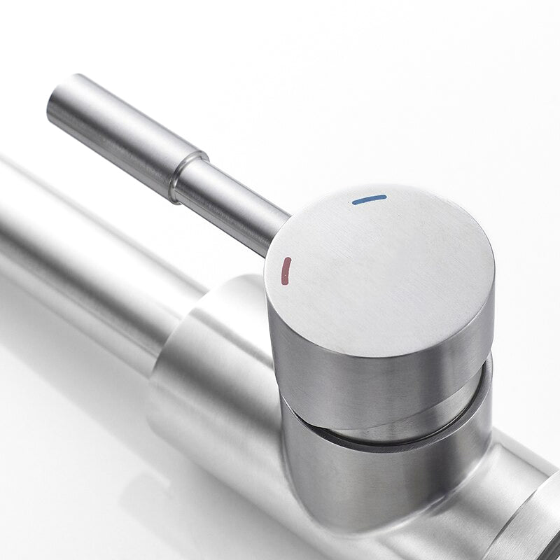 Robinet mitigeur lavabo en acier brossé rectangulaire — design premium