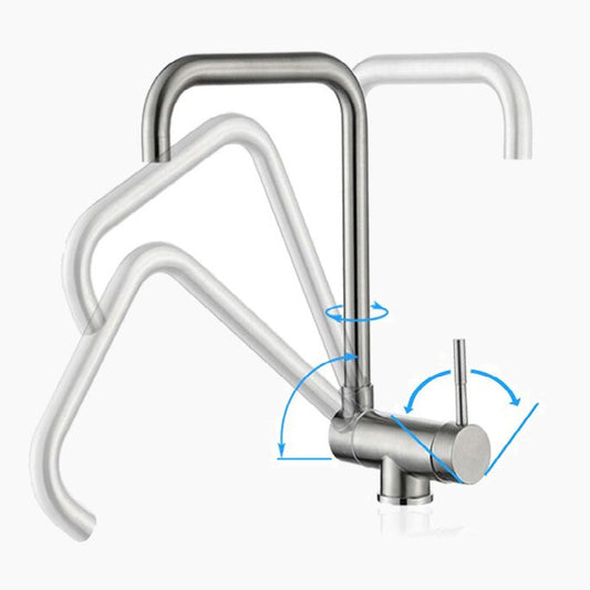 robinet-mitigeur-cuisine-rabattable-acier-col-de-cygne