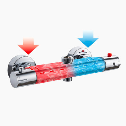 AquaLux Pro – Mitigeur Thermostatique Douche Chromé, 2 Sorties