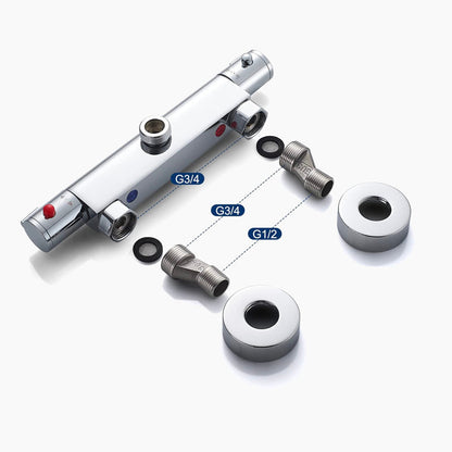 AquaLux Pro – Mitigeur Thermostatique Douche Chromé, 2 Sorties